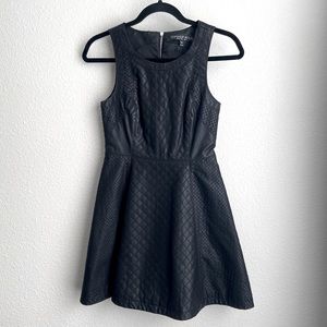 Topshop Petite Faux Leather Quilted Fit N Flare Dress